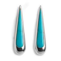 Arete Largo en Forma de Gota con Piedra Plata .925