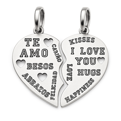 Dije Partido Dúo Te Amo Grabado Plata .925