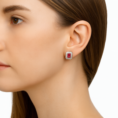 Broquel Circonia Rectangular Grande con Micro Circonias Plata .925 con Rodio