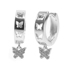 Huggies Ancha Mariposa con Micro Circonias y Calada Plata .925