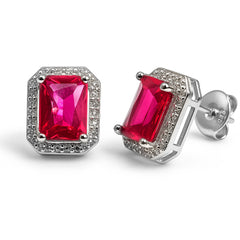 Broquel Circonia Rectangular Grande con Micro Circonias Plata .925 con Rodio