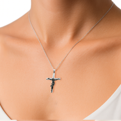 Dije Crucifijo Oxidado ó Negro Plata .925