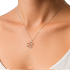 Dije de Corazón con Micro Circonias de 2.5cm Plata .925