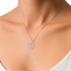 Dije de Corazón con Micro Circonias de 2.5cm Plata .925