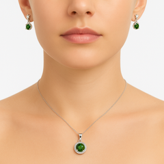 Juego Circonia Redonda con Micro Circonias Plata .925