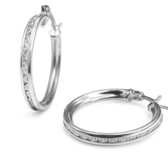 9 Arracada Canalito 1 Linea de Circonias Plata .925