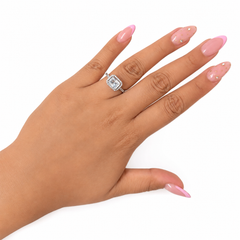 Anillo Pan 1:1 Circonia Rectangular Grande con Micro Circonias, Plata .925