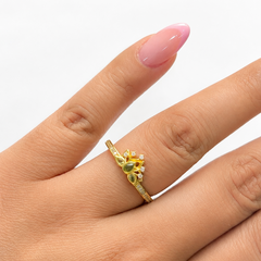 Anillo Pan 1:1 Princesa Tiana, Plata .925 con Baño de Oro 18k