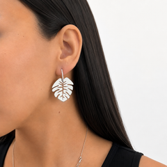 Arete Mediano Hoja Lisa Calada Plata .925