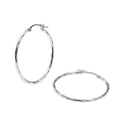 Arracada Tubo Diamantada Delgada de 3cm Plata .925