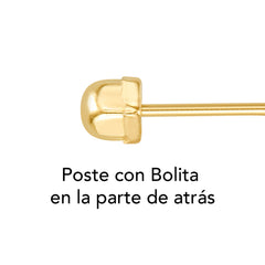 Arete Broquel Estrella Lisa Chica Oro 10K con Bolita