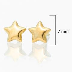 Broquel Arete Estrella Lisa Grande Oro 10k con Bolita