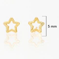 Broquel Arete Estrella Silueta Diamantada Oro 10k con Bolita