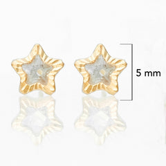 Broquel Arete Estrella Diamantada con Circonia Blanca Oro 10k con Bolita