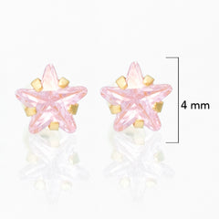 Broquel Arete Estrella Circonia Rosa 10k con Bolita