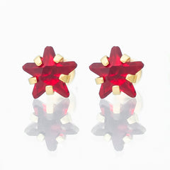 Broquel Arete Estrella Circonia Roja 10k con Bolita