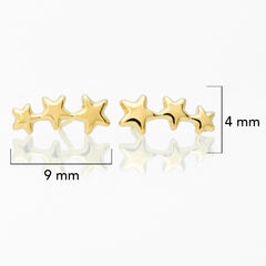 Broquel Arete 3 Estrellas en Disminución con Bolita