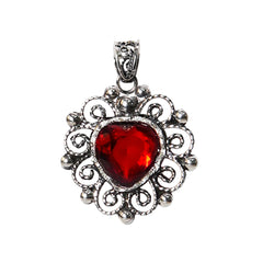 Dije Filigrana Corazón Chico 3 cm con Circonia Hecho a Mano Plata .925 Oxidada