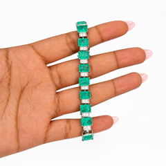 Pulsera Turmalina Turquesa Rectangulos con Circonias, Plata .925 con Rodio