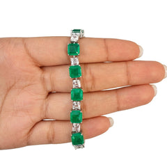 Pulsera Turmalina Cuadrada con Circonias Cuadradas, Plata .925 con Rodio