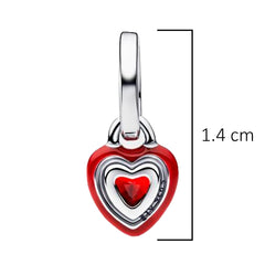 Charm Inspirado Pan 1:1 Corazón Chico con Circonia Roja, Plata .925