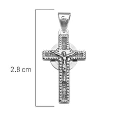Dije Crucifijo con Aro liso y Micro Circonias Plata .925