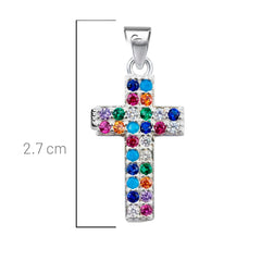 Dije de Cruz con Circonias Multicolor Plata .925