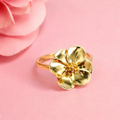 Anillo Flor Sakura Grande Colección Florecer Plata .925 con Baño de Oro