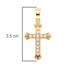 Dije Cruz Ornamental con Micro Circonias 3.5cm Oro 10K