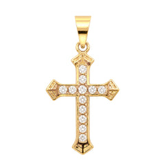 Dije Cruz Ornamental con Micro Circonias 3.5cm Oro 10K
