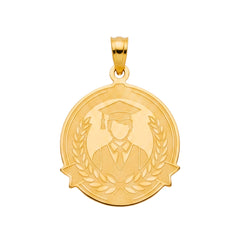 Dije Medalla Graduación Hombre Grabado Láser Oro 10K