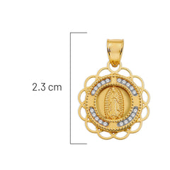Dije Medalla de la Virgen de Guadalupe con Micro Circonias Oro 10K