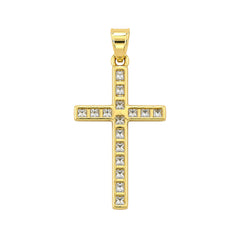 Dije Crucifijo con Circonias de 3.2 cm Cristo Dorado Grande Oro 10K