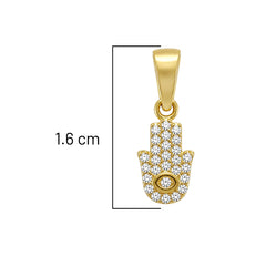 Dije Mano de Fatima con Micro Circonias Oro 10K