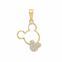 Dije Silueta de Mickey Mouse con Circonias Oro 10K
