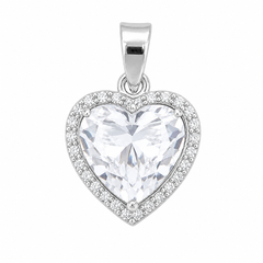 Dije Corazón con Micro Circonias Blanco de 1.9cm Plata .925