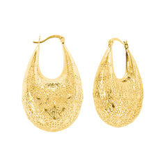 Arracada Filigrana Gota con Flores Colección Esencia Plata .925 con Baño de Oro 18K