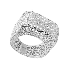 Anillo Filigrana Cuadrado Floral Colección Esencia Plata .925 con Baño de Rodio