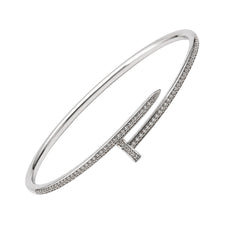 Juego Cartier1:1 Brazalete y Anillo Clavo con Circonias, Plata .925 con Rodio
