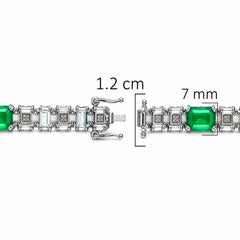 Pulsera Turmalina Rectángulos con Circonias Baguette, Plata .925 con Baño de Rodio