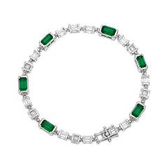 Pulsera Turmalina Rectángulos con Circonias Baguette, Plata .925 con Baño de Rodio