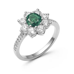 Anillo Flor con Circonias Plata .925 con Rodio