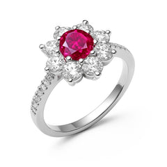 Anillo Flor con Circonias Plata .925 con Rodio