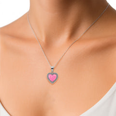 Dije Corazón con Ópalo y Micro Circonias de 1.5cm Plata .925