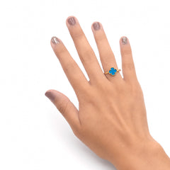 Anillo Inspirado Van C Azul Oro 10K