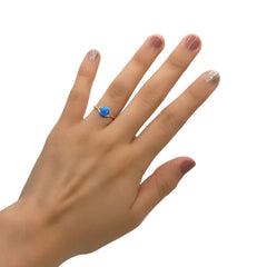 Anillo Óvalo Ópalo Australiano con Circonias Oro 10K