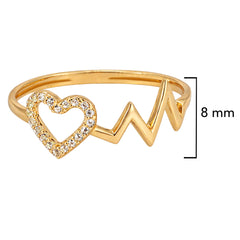 Anillo Corazón Latido con Micro Circonias Oro 10K