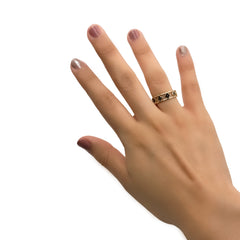 Anillo Inspirado LV Flores Negras Oro 10k