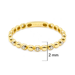 Anillo Media Bolitas con Micro Circonias Oro 10K
