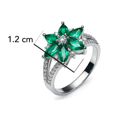 Anillo Flor con Circonias y Micro Circonias Plata .925 con Baño de Rodio